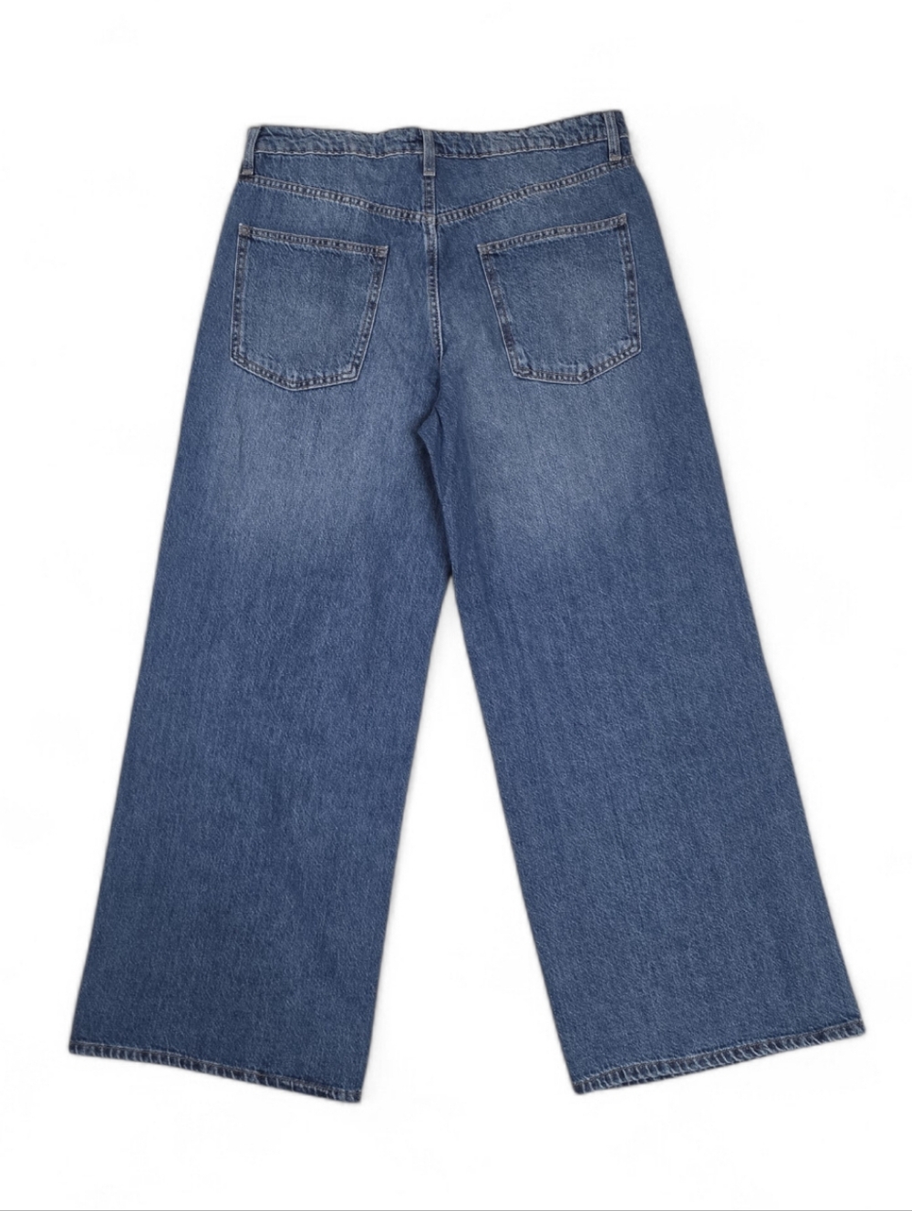PRIMARK Wide Leg Mid Rise Jeans Two Tone Denim Side Stripe - Picture 14 of 16
